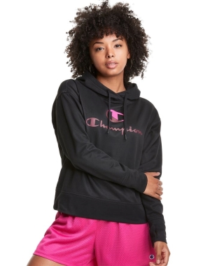 Champion Game Day Split Logo Hoodie Dam Svarta | 3801726-YA