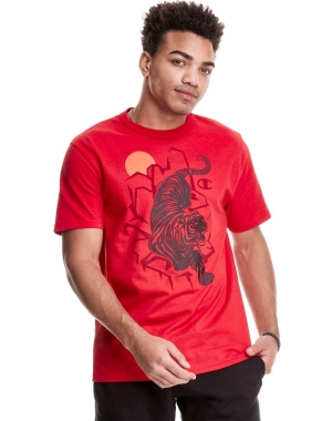 Champion Heritage Sprawling Tiger T-shirt Herr Röda | 9216435-VD