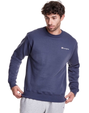 Champion Powerblend Fleece Crew Script Logo Tröjor Herr Blå | 8345701-BZ