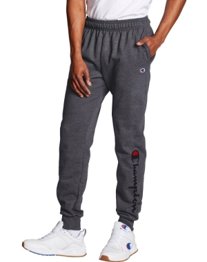 Champion Powerblend Fleece Script Logo Sweatpants Herr Mörkgrå | 8561704-NJ