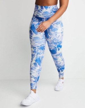 Champion Soft Touch 7/8 Print Sport Bh Dam Blå Vita | 3516729-GZ